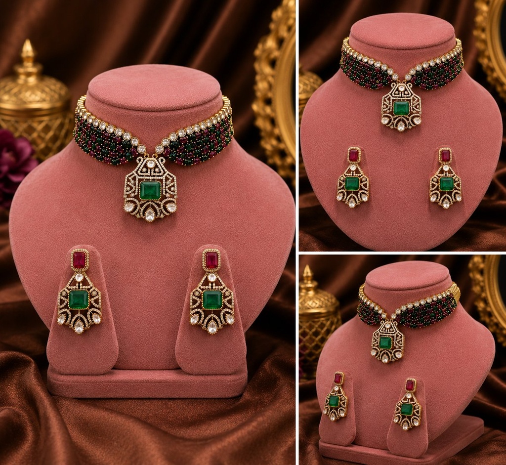 Victorian Emerald Choker Set - 2