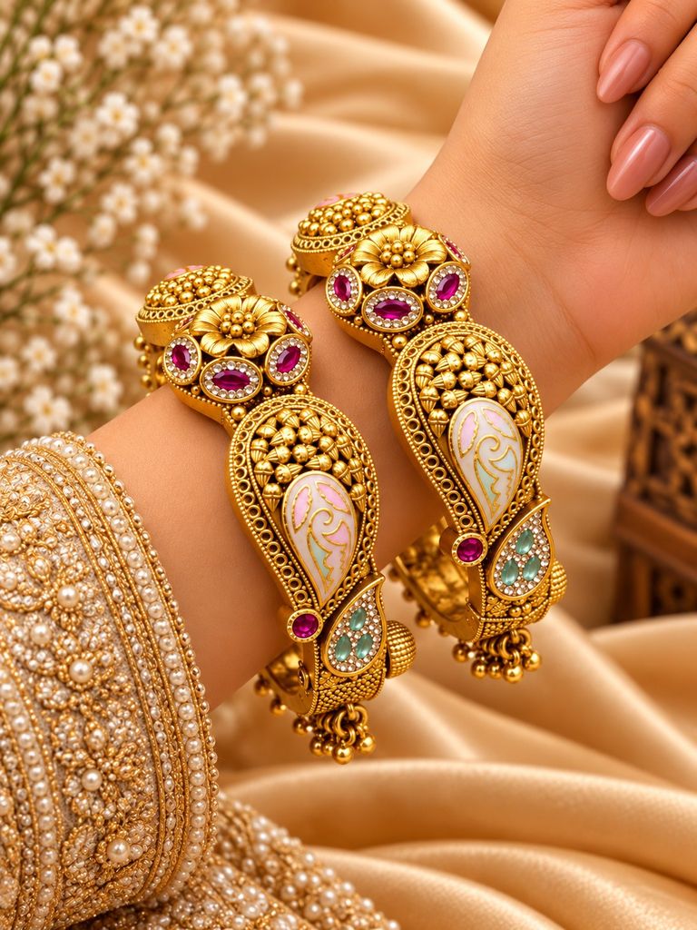 Pastel Paisley Meenakari Kada (Pair)