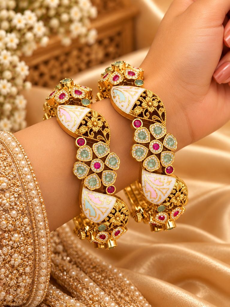 Mint Blossom Lace Kada (Pair)