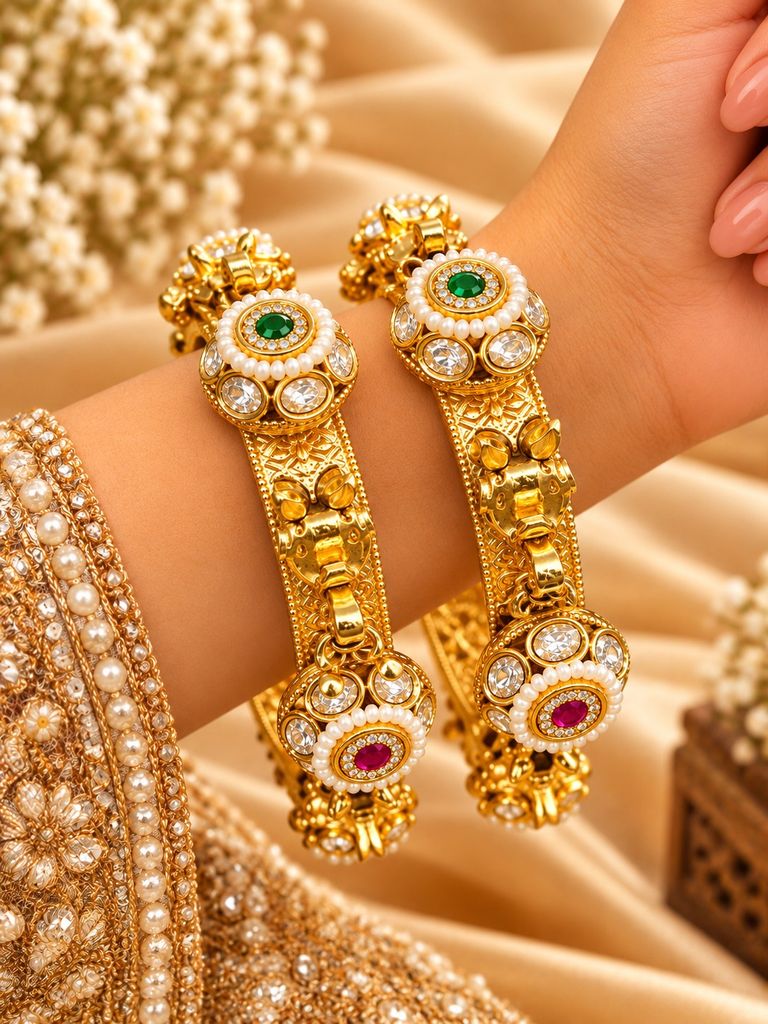 Pearl Halo Temple Kada (Pair)