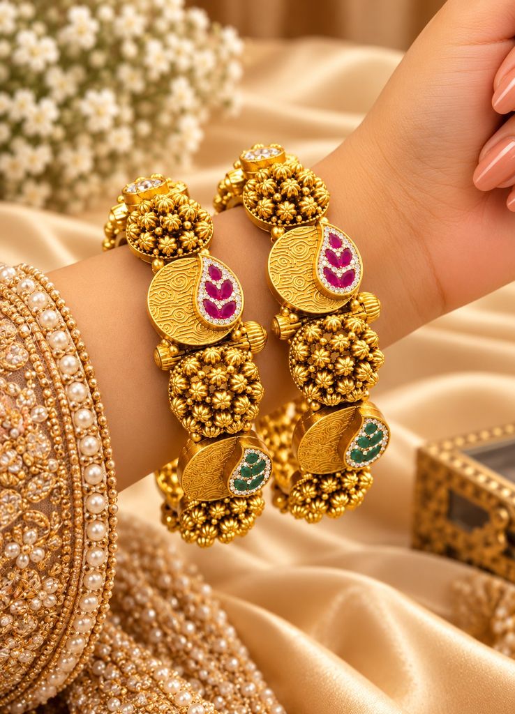 Golden Paisley Heritage Kada (Pair)