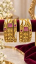Ruby Lattice Opal Bangle Set (6 Pcs)