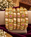 Peach Halo Meenakari Bangle Set (6 Pcs)