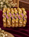 Peach Paisley Ruby Bangle Set (6 Pcs)