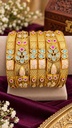 Turquoise Leaf Meenakari Bangle Set (6 Pcs)