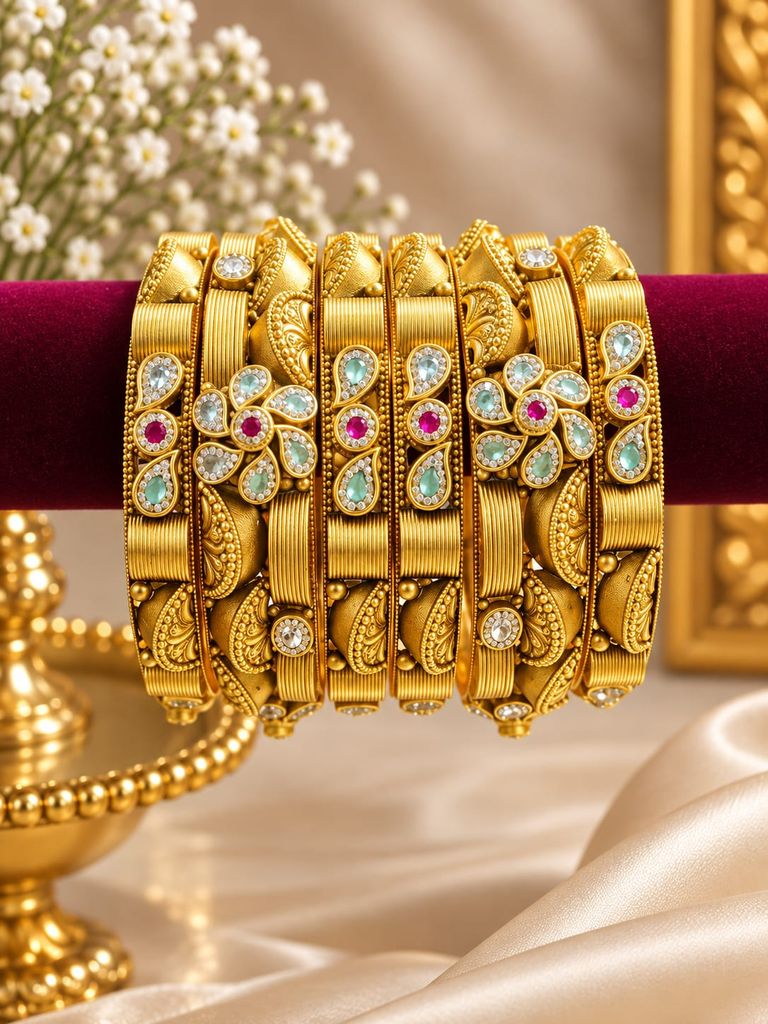 Sky Blue Blossom Bangle Set (6 Pcs)