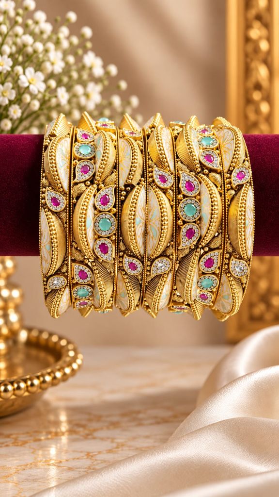 Opal Leaf Turquoise Bangle Set (6 Pcs)