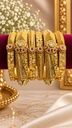 Vintage Gold Kundan Bangle Set (6 Pcs)