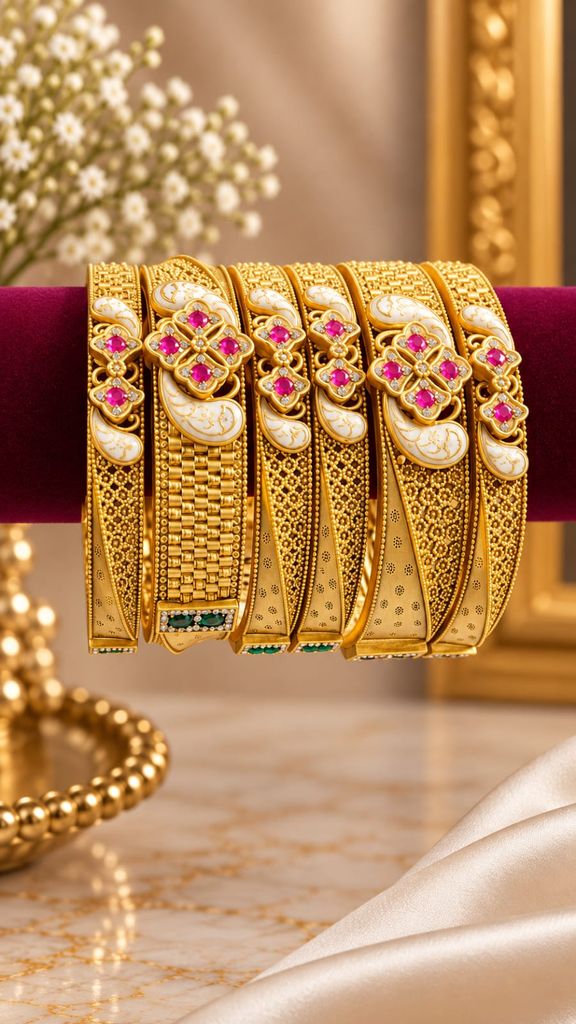 Ruby Swirl Lace Bangle Set (6 Pcs)