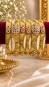 Crescent Kundan Bloom Bangle Set (6 Pcs)
