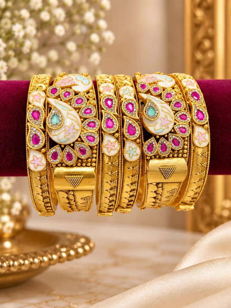 Regal Paisley Meenakari Bangle Set (6 Pcs)