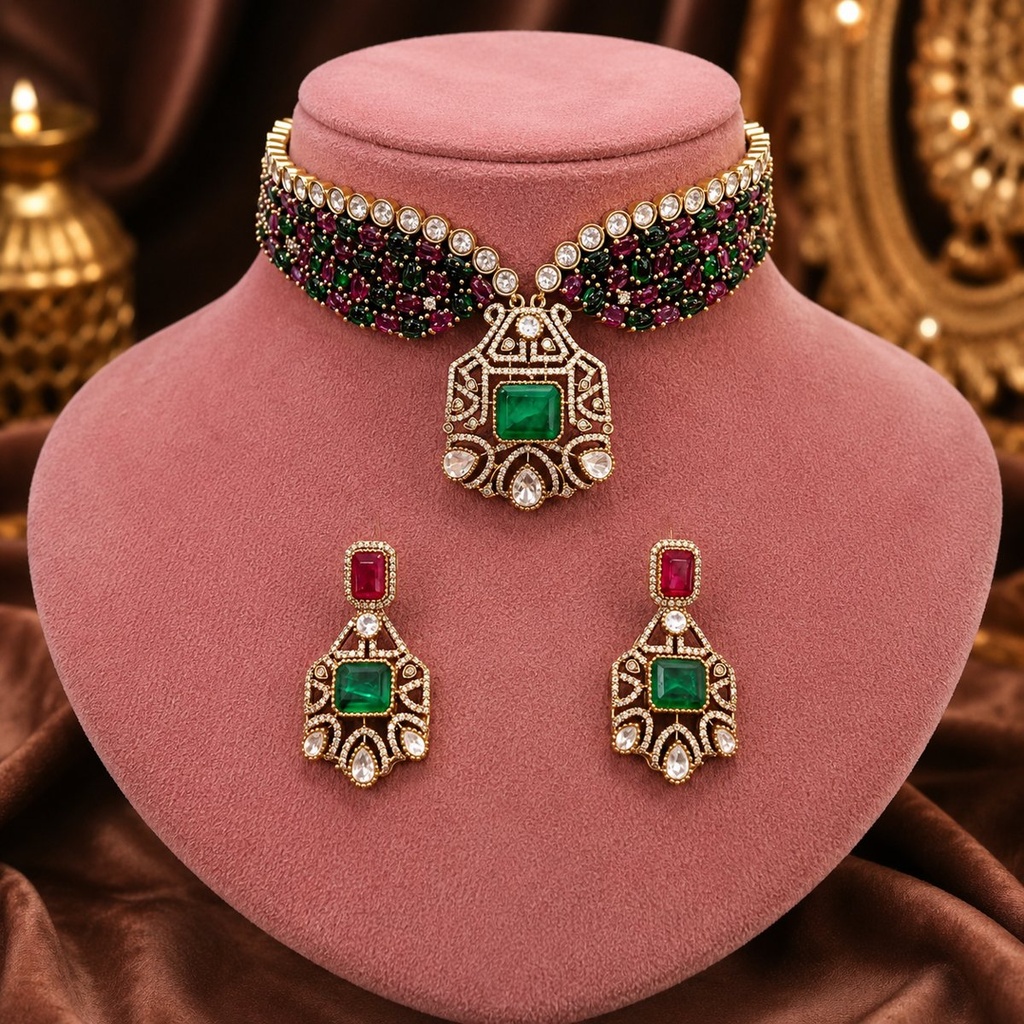 Victorian Emerald Choker Set