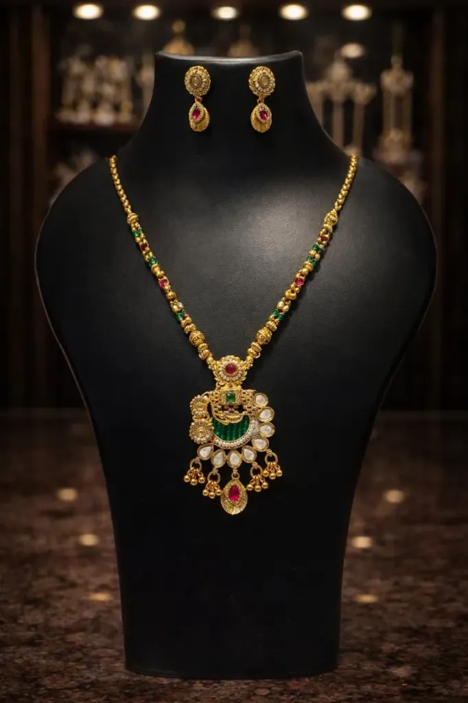 Kundan Meenakari Pachi Haar Set
