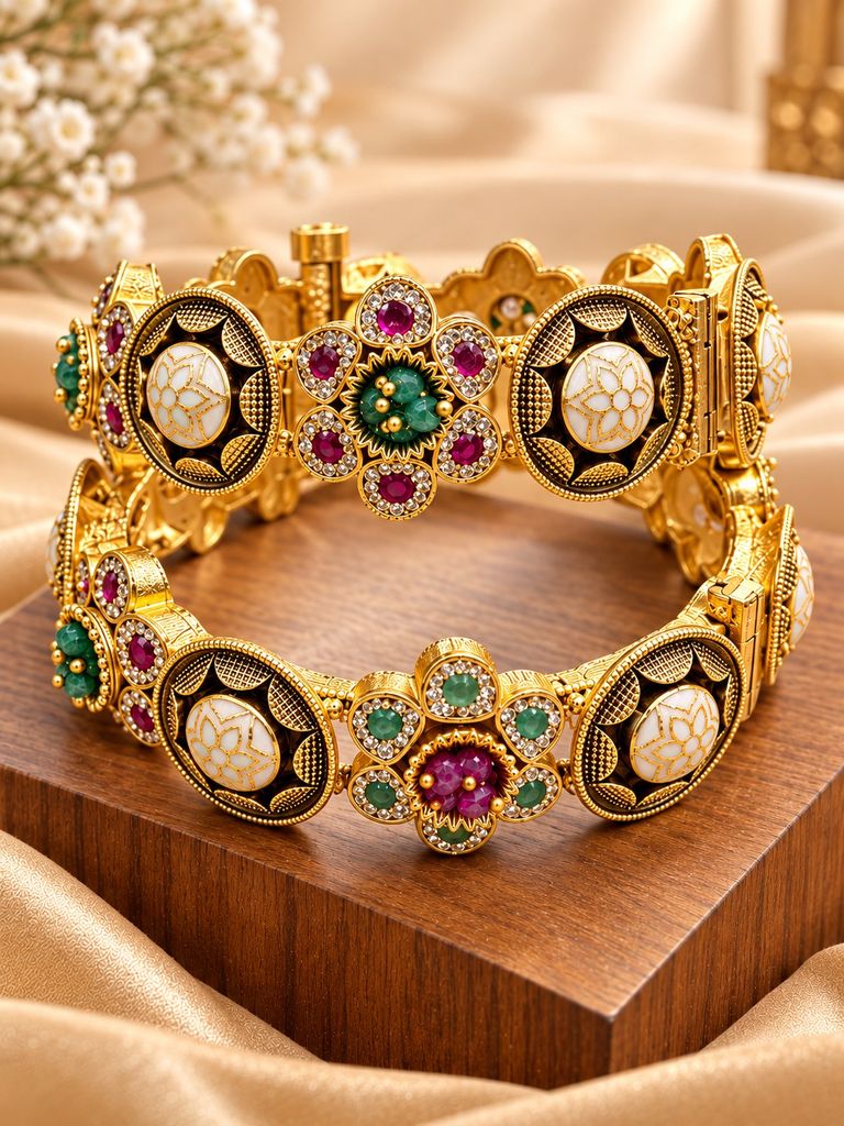 Noir Medallion Meenakari Kada (Pair) (2.2)