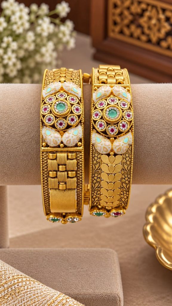 Mint Leaf Filigree Kada (Pair) (2.2)