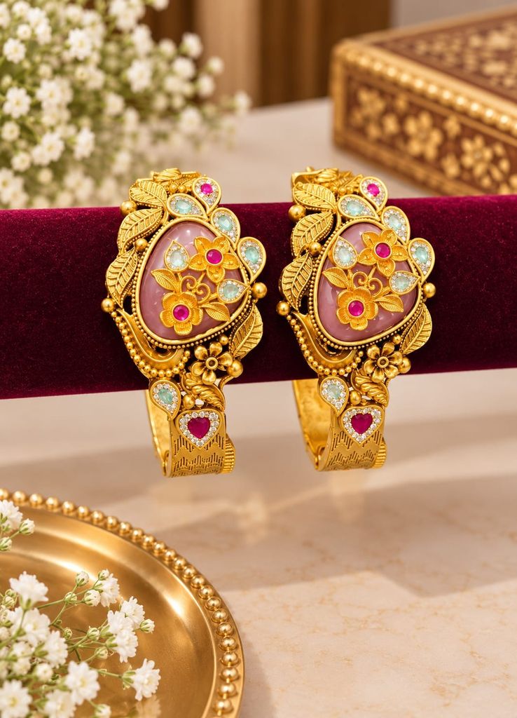 Rose Heart Meenakari Kada (Pair) (2.2)