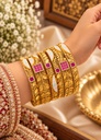 Ruby Lattice Opal Bangle Set (6 Pcs)