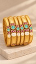 Turquoise Ruby Bloom Bangle Set (6 Pcs)