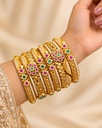 Ruby Emerald Lace Bangle Set (6 Pcs)