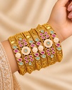 Ivory Medallion Bangle Set (6 Pcs)