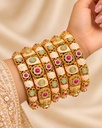 Peach Halo Meenakari Bangle Set (6 Pcs)