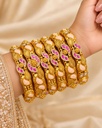 Peach Paisley Ruby Bangle Set (6 Pcs)