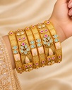 Turquoise Leaf Meenakari Bangle Set (6 Pcs)