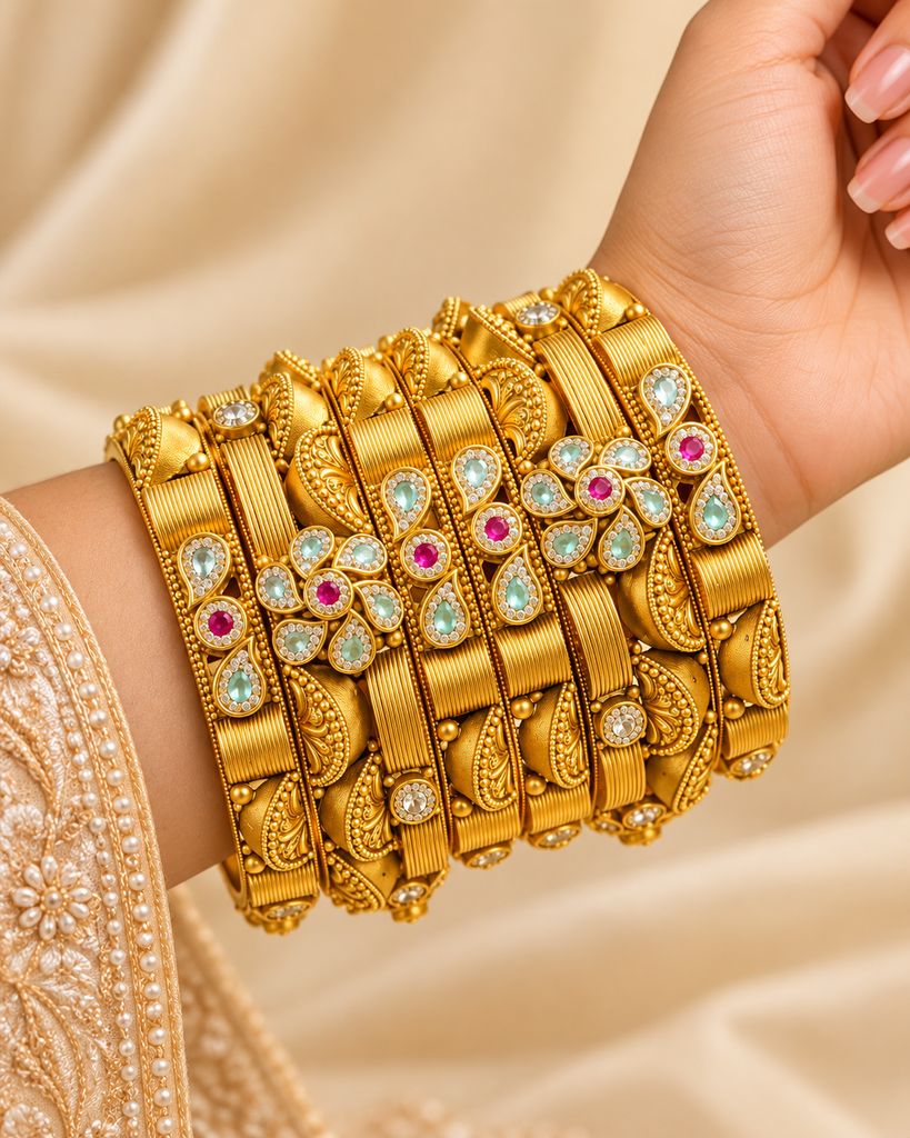 Sky Blue Blossom Bangle Set (6 Pcs) (2.4)