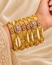 Crescent Kundan Bloom Bangle Set (6 Pcs)