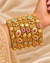 Ruby Turquoise Coin Bangle Set (6 Pcs)