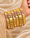 Lavender Mint Checkered Bangle Set (6 Pcs)