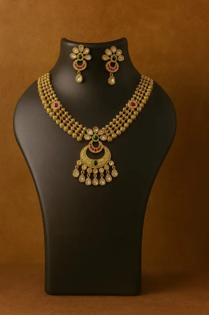 Premium Brass  1 Gram Kundan Polki Necklace