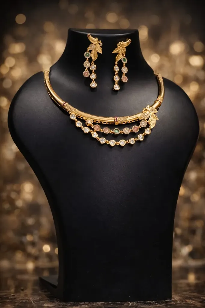 Premium Brass Kundan and Swarovski necklace