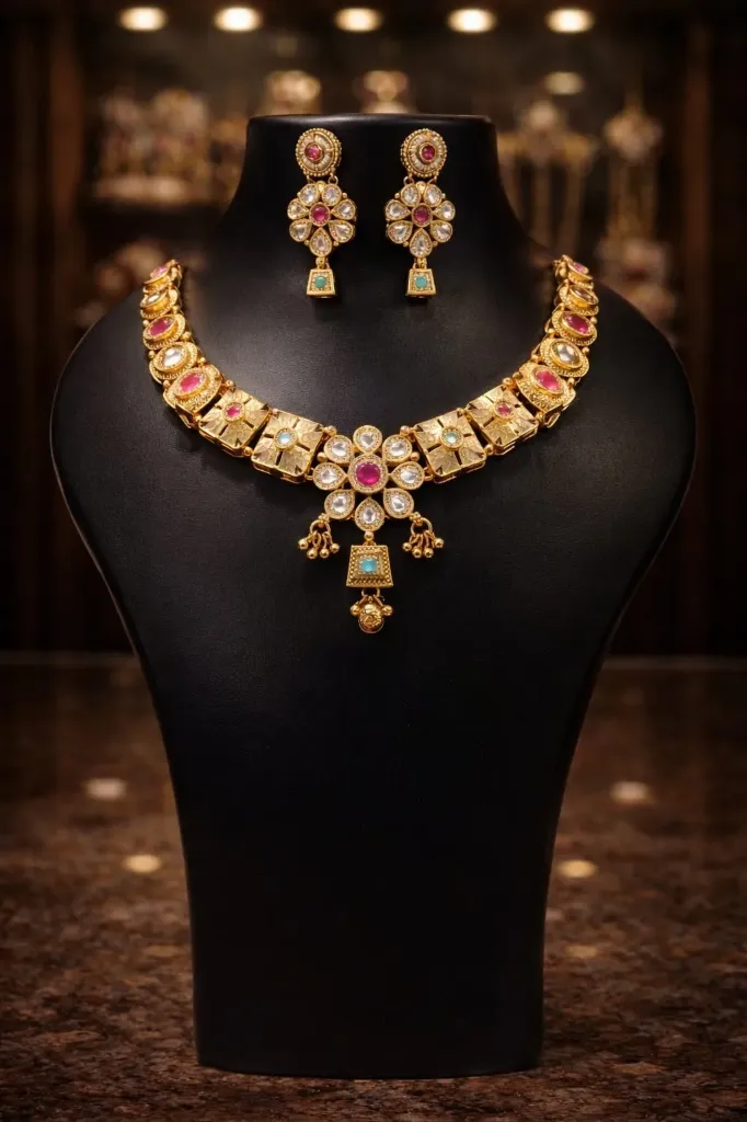 Royal Kundan Blossom Necklace Set
