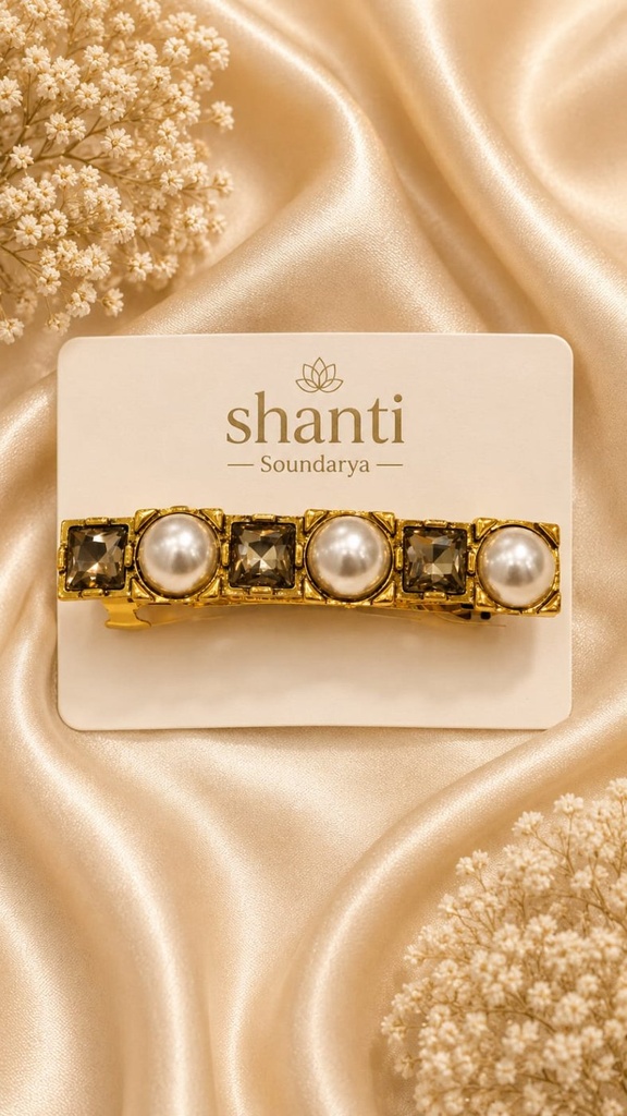 Pearl Crystal Bar Bakkal Clip